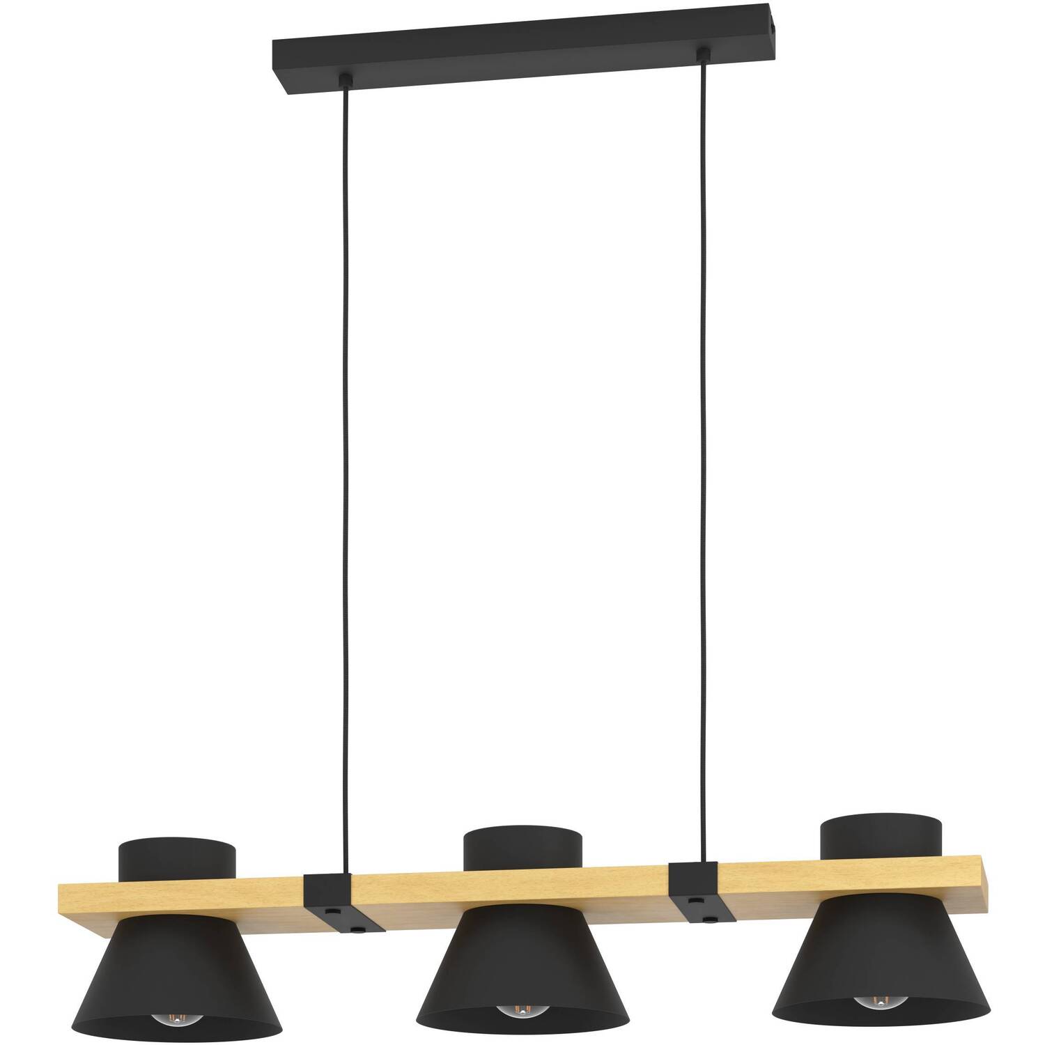 EGLO Maccles 3L Pendant Light - Black, Brown thumbnail
