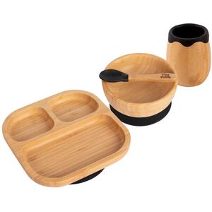 Divided Bamboo Suction Baby Feeding Set 4pc