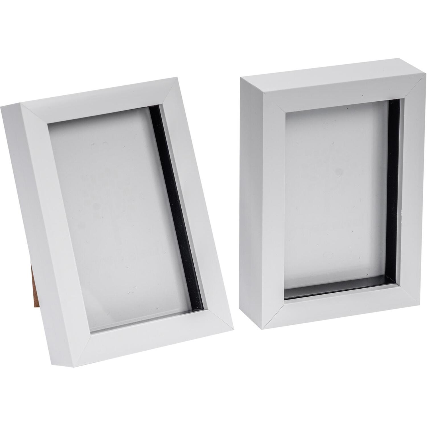 4x6" 3D Box Photo Frame Pack of 2 - White