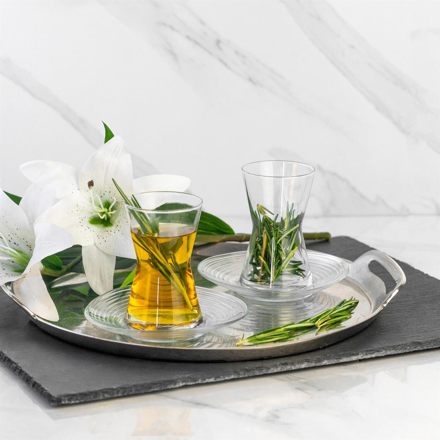 Image of 13cm Derin Glass Tea Cup Saucers&hellip;