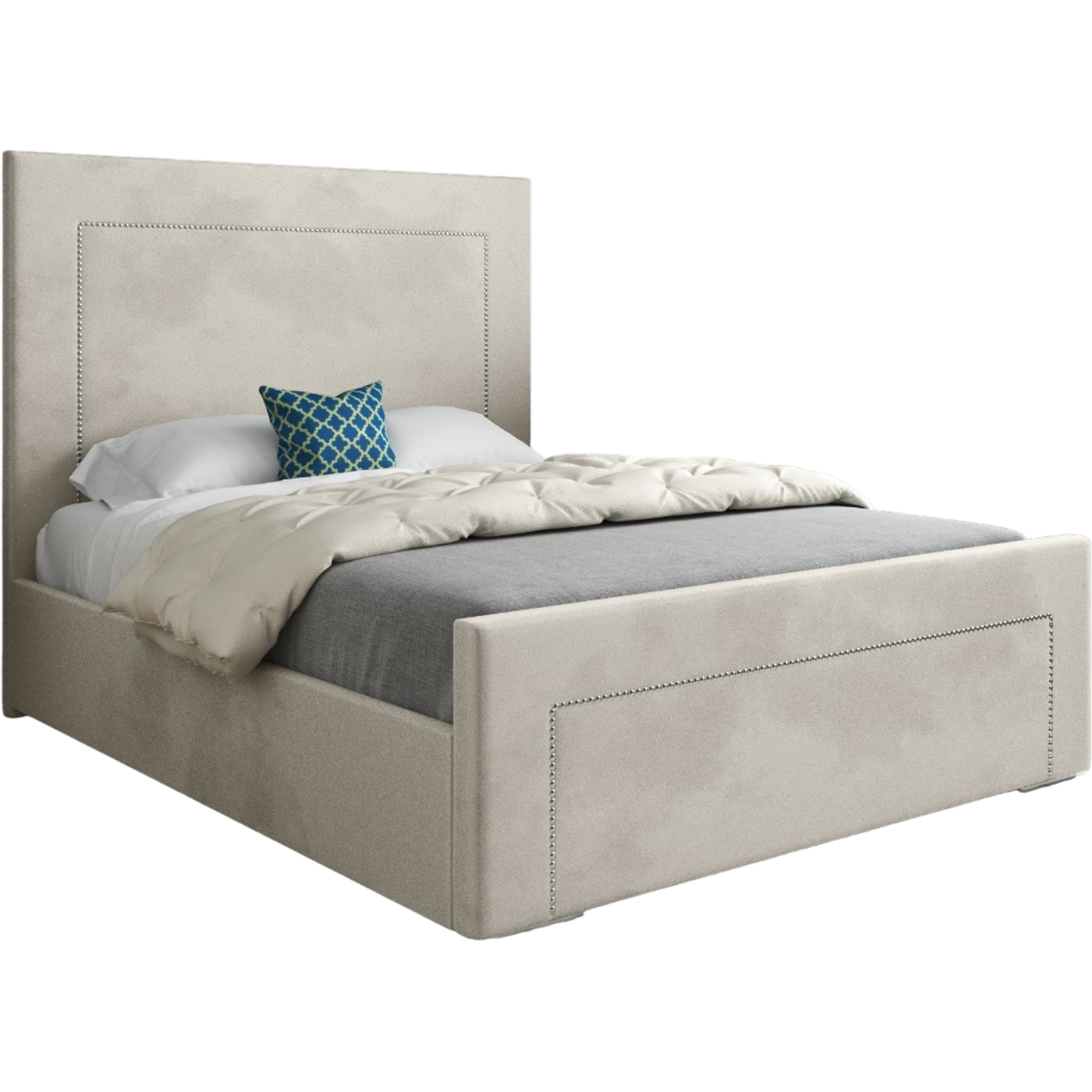 Lucca Upholstered Soft Velvet Bed Frame - Cream Superking