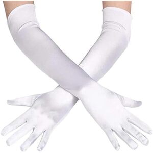 Ladies Satin Long White Opera Gloves