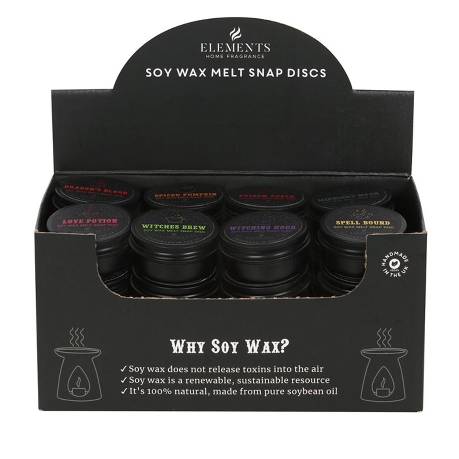 32 Gothic Soy Wax Snap Discs - Black