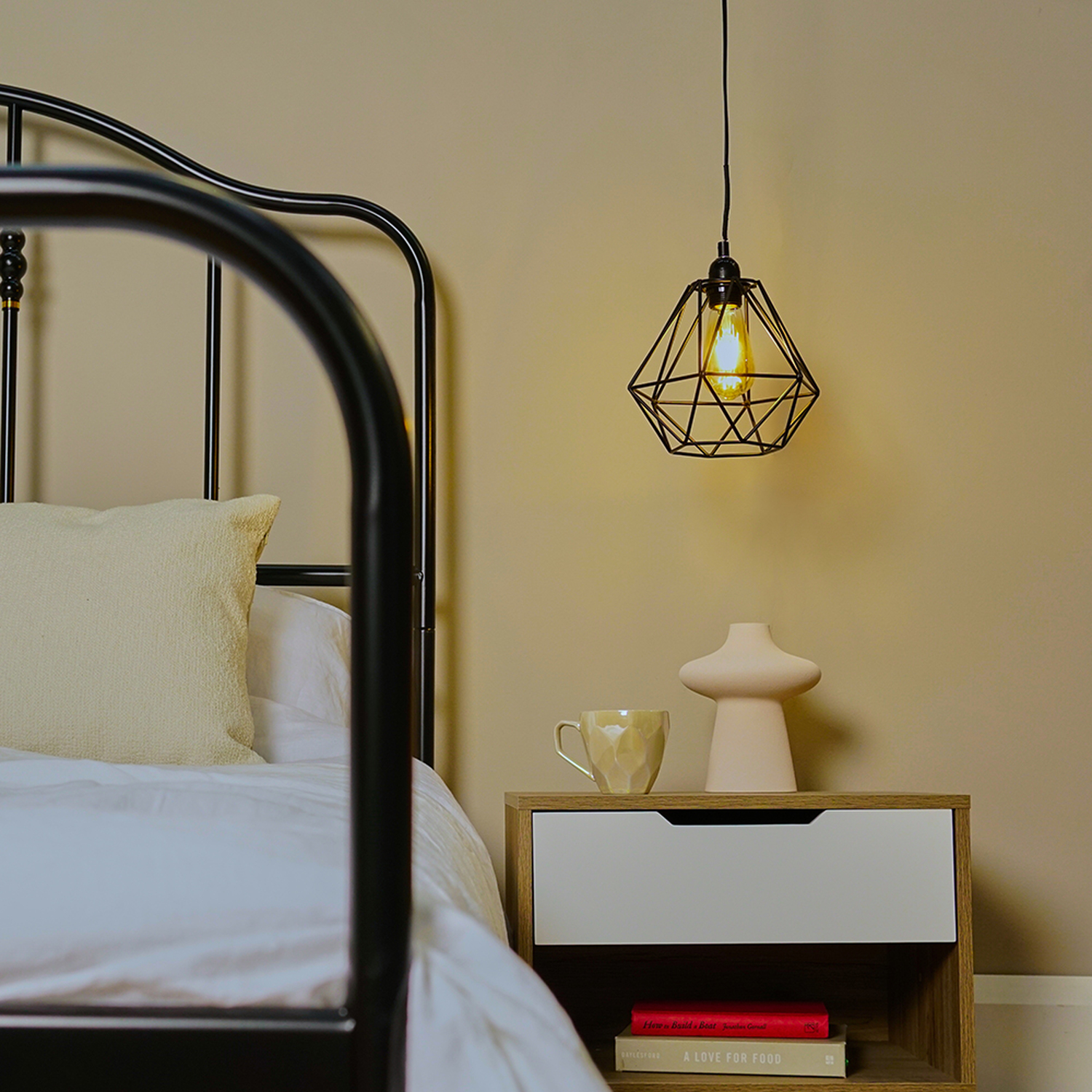 Image of Modern Geometric Black Metal Basket Cage&hellip;