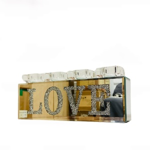 Crystal Diamond Love Mirror Tealight Candle Holder