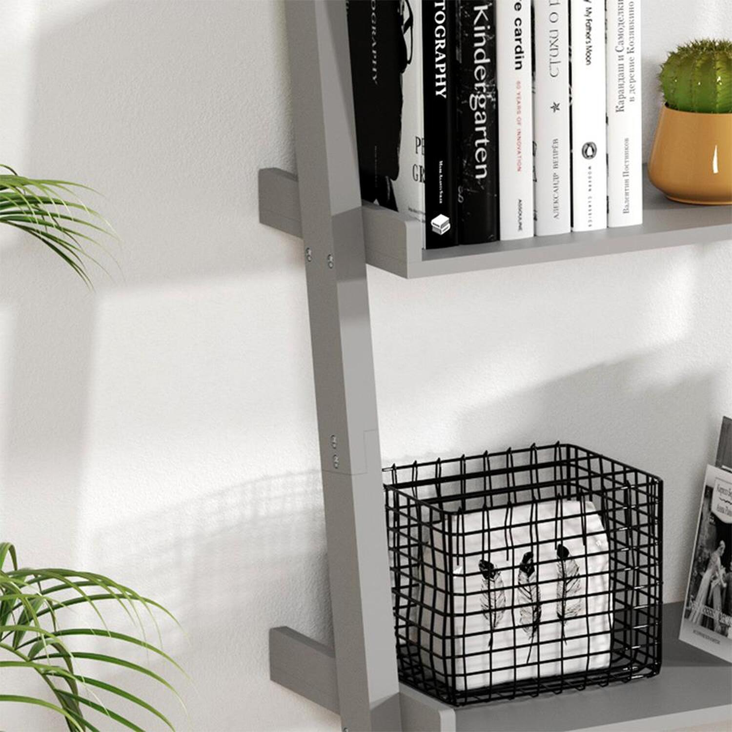 Home Source 4-tier Ladder Shelf Storage Unit - Grey