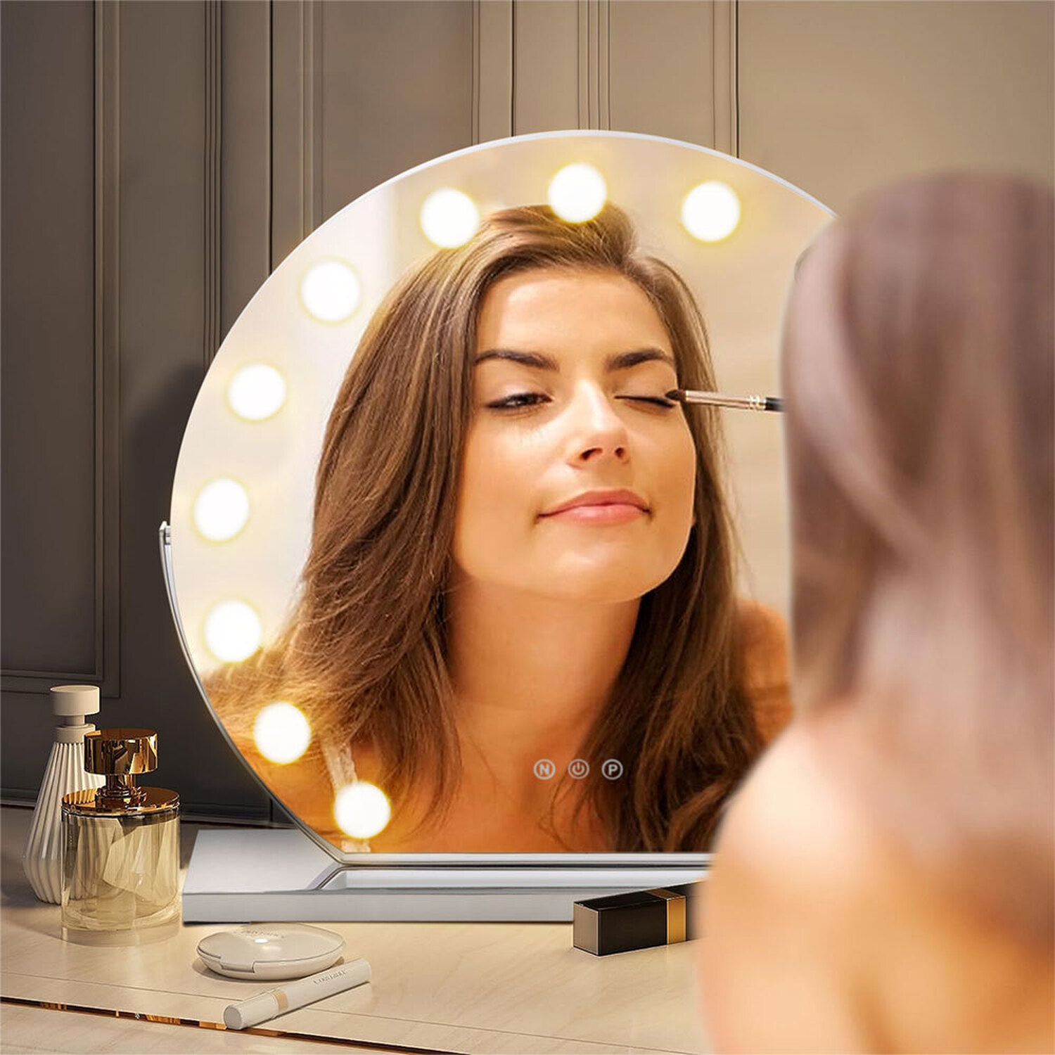 Livingandhome Rotatable Led Hollywood Makeup Mirror - Silver