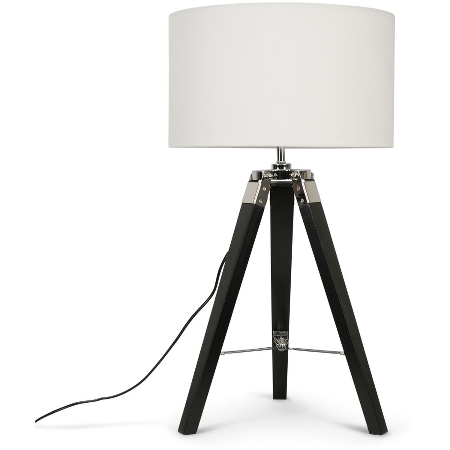 Clipper Tripod Table Lamp - Black / 10cm / White Reni Shade