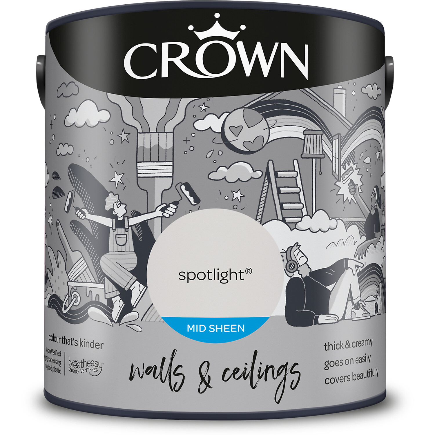 Crown Walls and Ceilings Mid Sheen Emulsion - Spotlight / 2.5l
