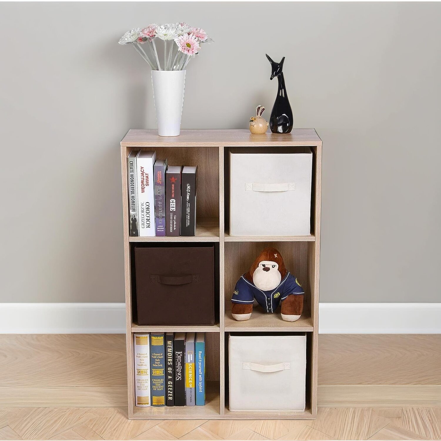 6 Cube Storage Unit Bookcase - Oak