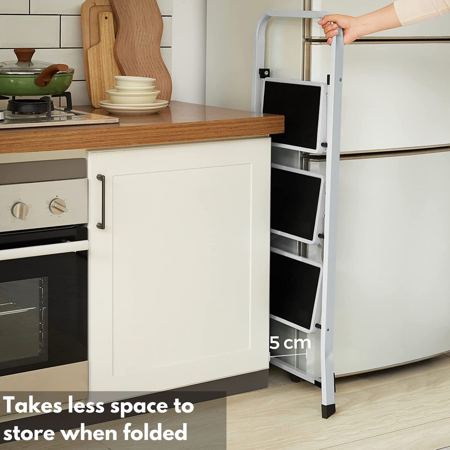 Small Stand Ladder Small 3-Step Ladder Portable Folding Ladder