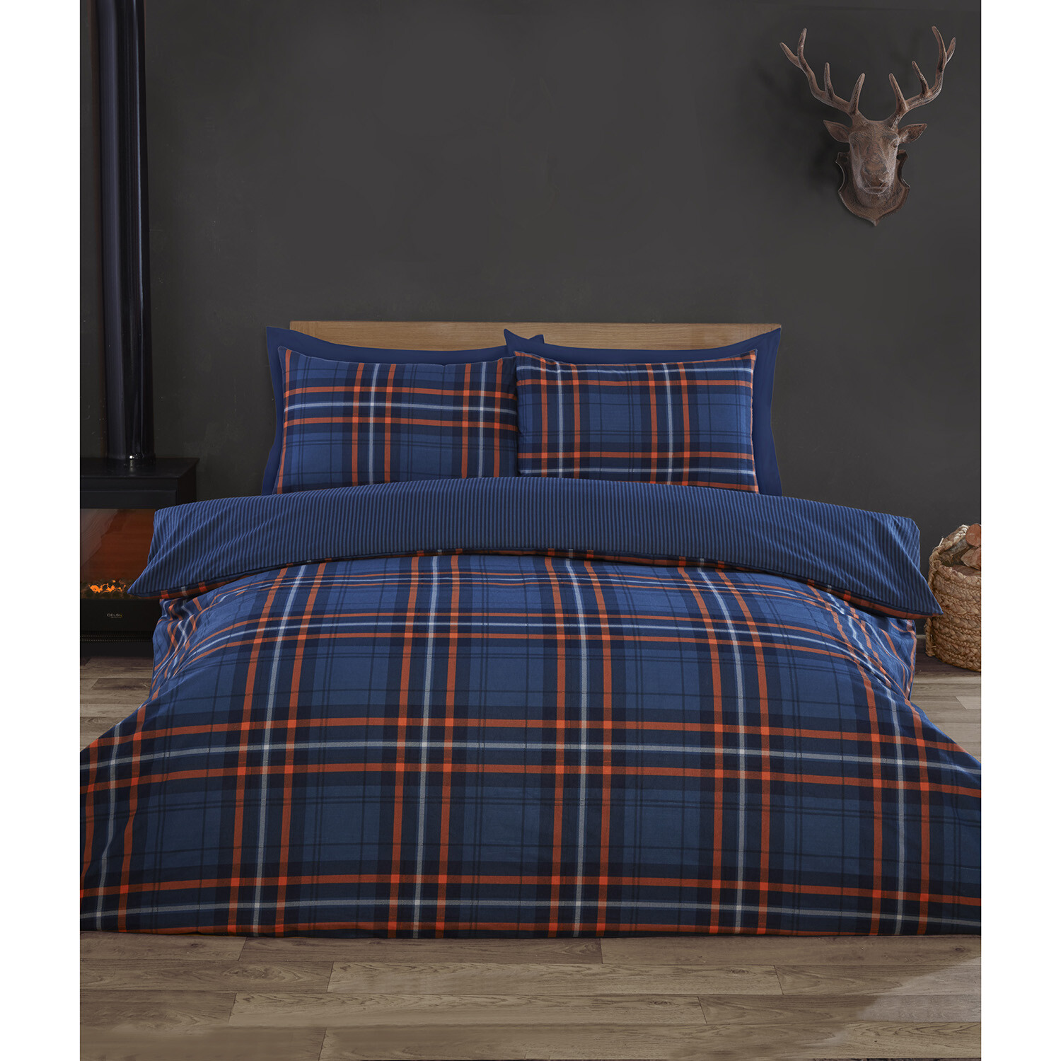 Harrison Check Duvet Set - Navy