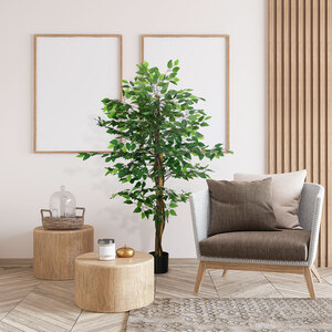 HOMCOM Decorative Artificial Plants Ficus in Pot
