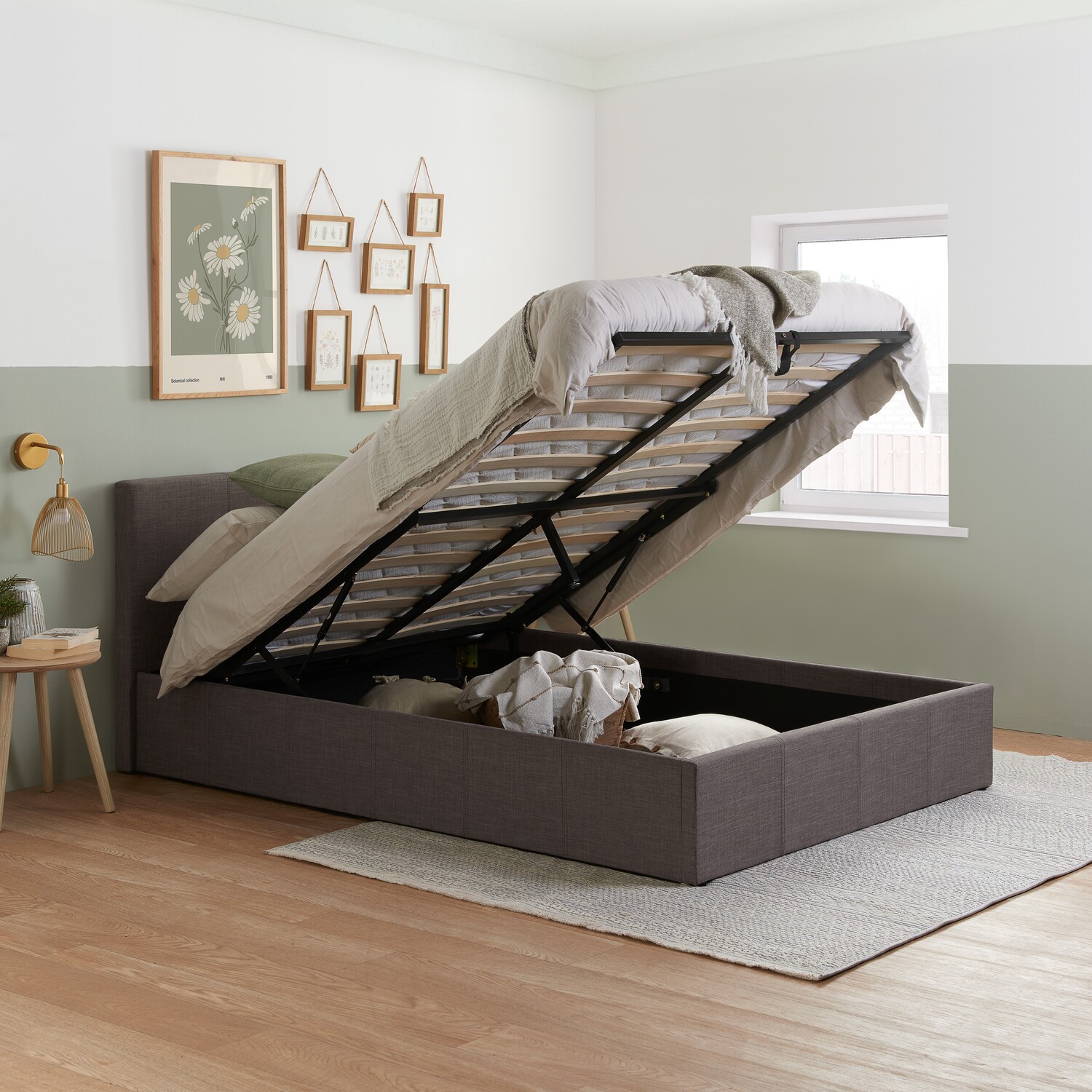 Birlea Berlin Ottoman Bed - Grey / Double