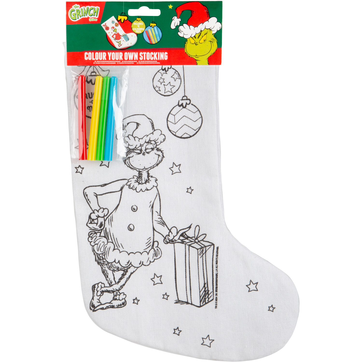 Wholesale The Grinch Colour Your Own Christmas Stocking - (Case of 48)