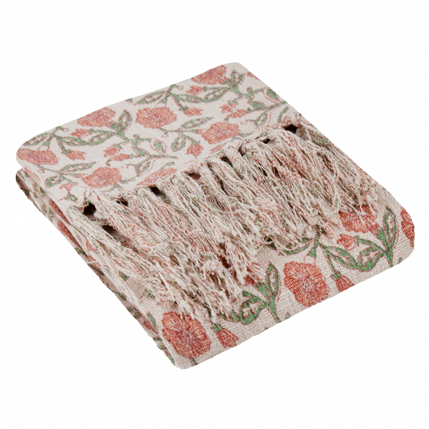 Delphine Printed Cotton Throw - Coral