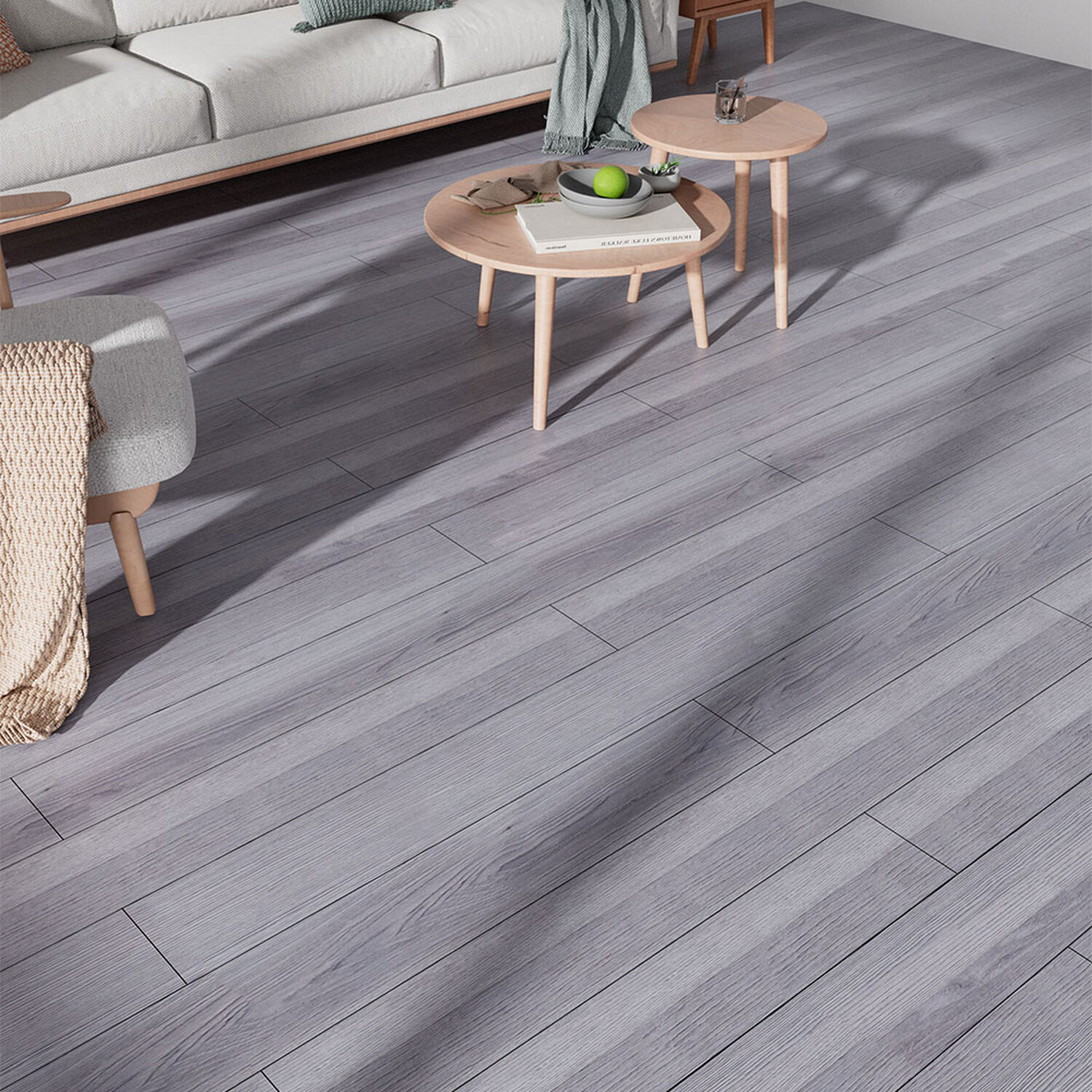 PVC Wood Grain Self-adhesive Flooring - Grey