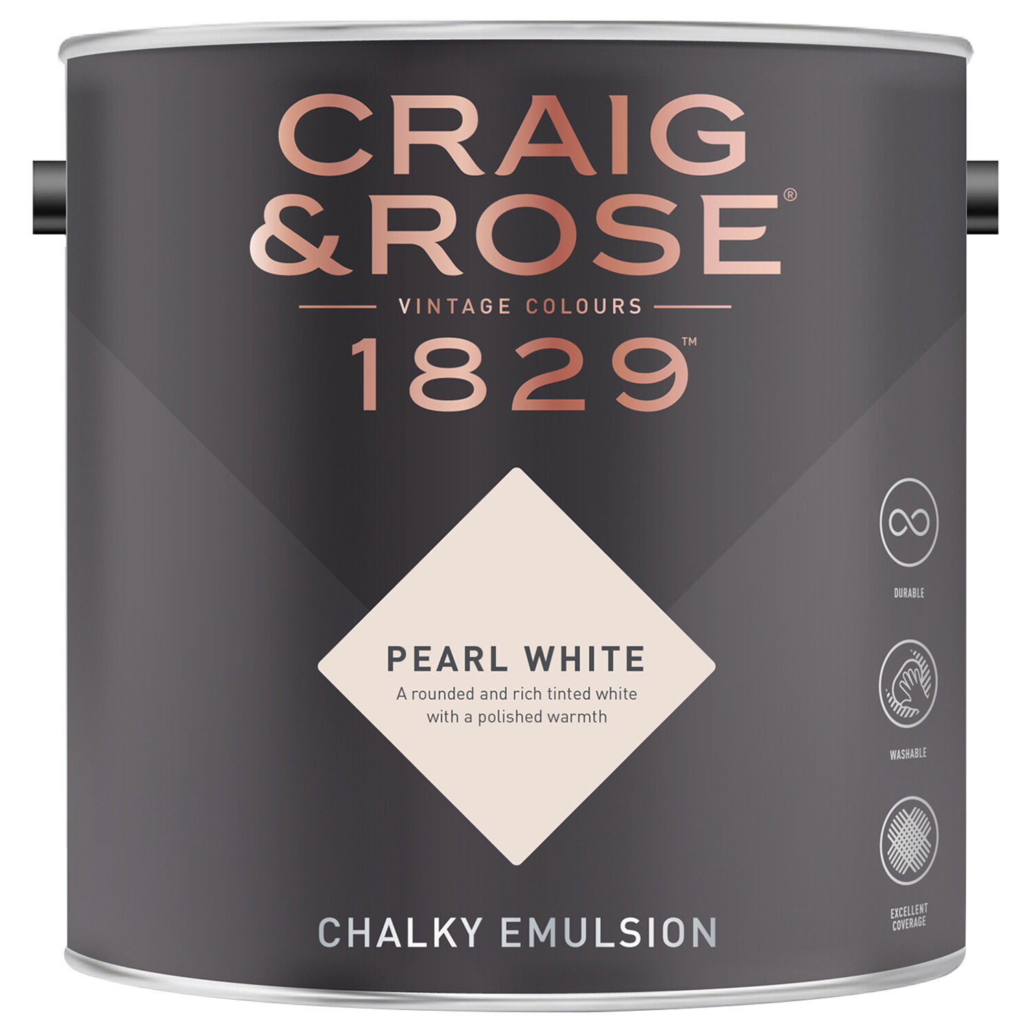 Craig & Rose 1829 Pearl White Chalky Emulsion Paint, 2.5L
