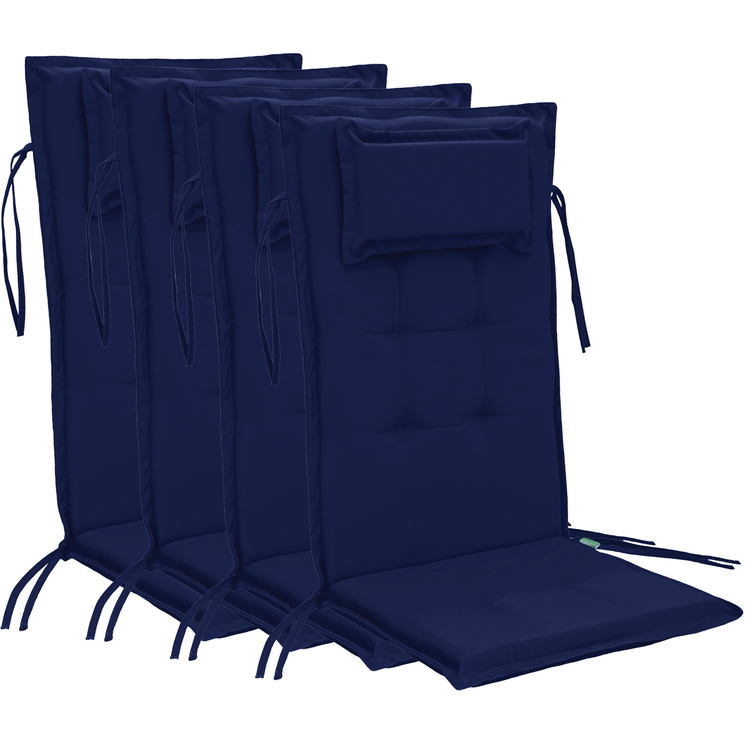 Outdoor Highback Garden Chair Cushion With Ties - Navy 4