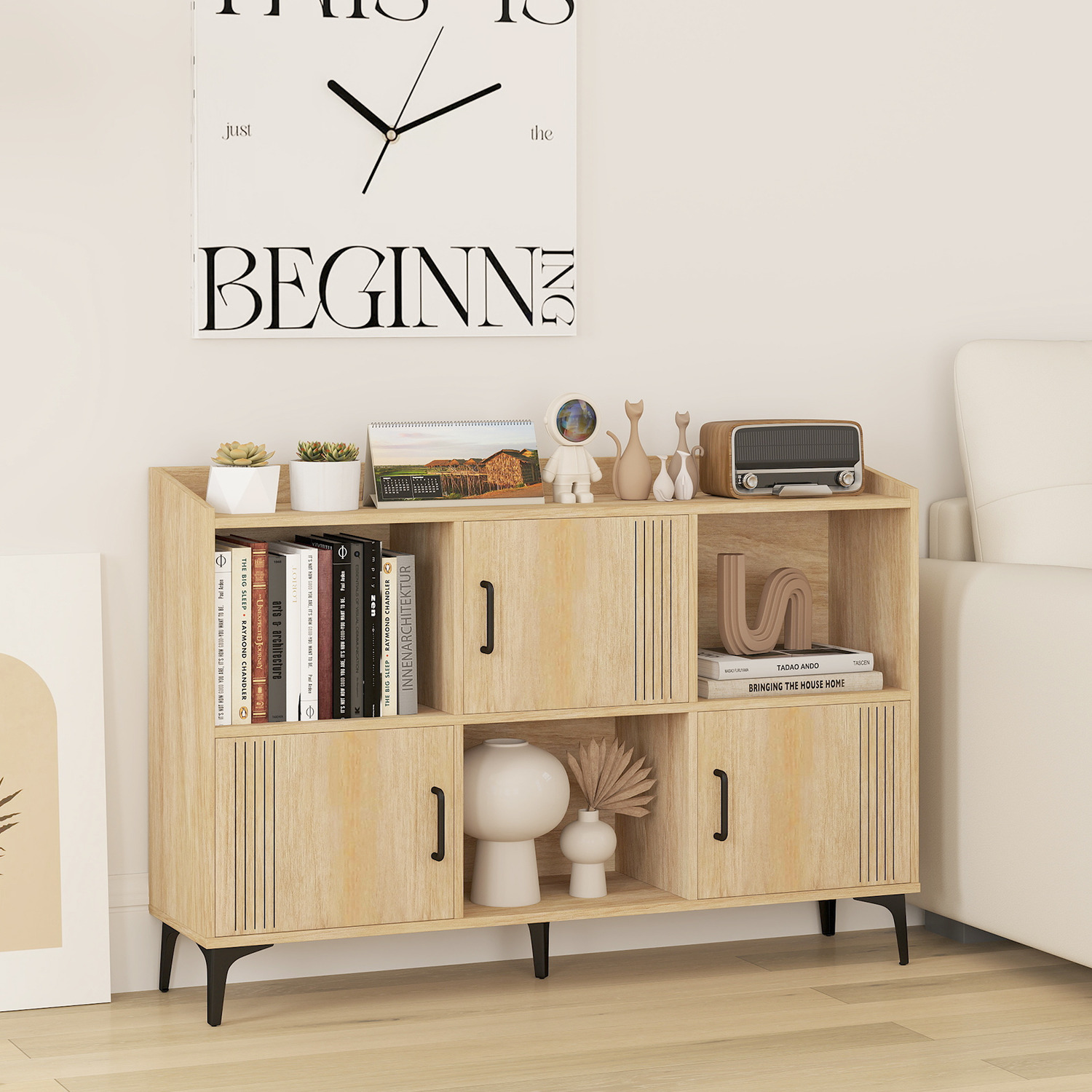 Sideboard Storage Cabinet Buffet Table - Brown