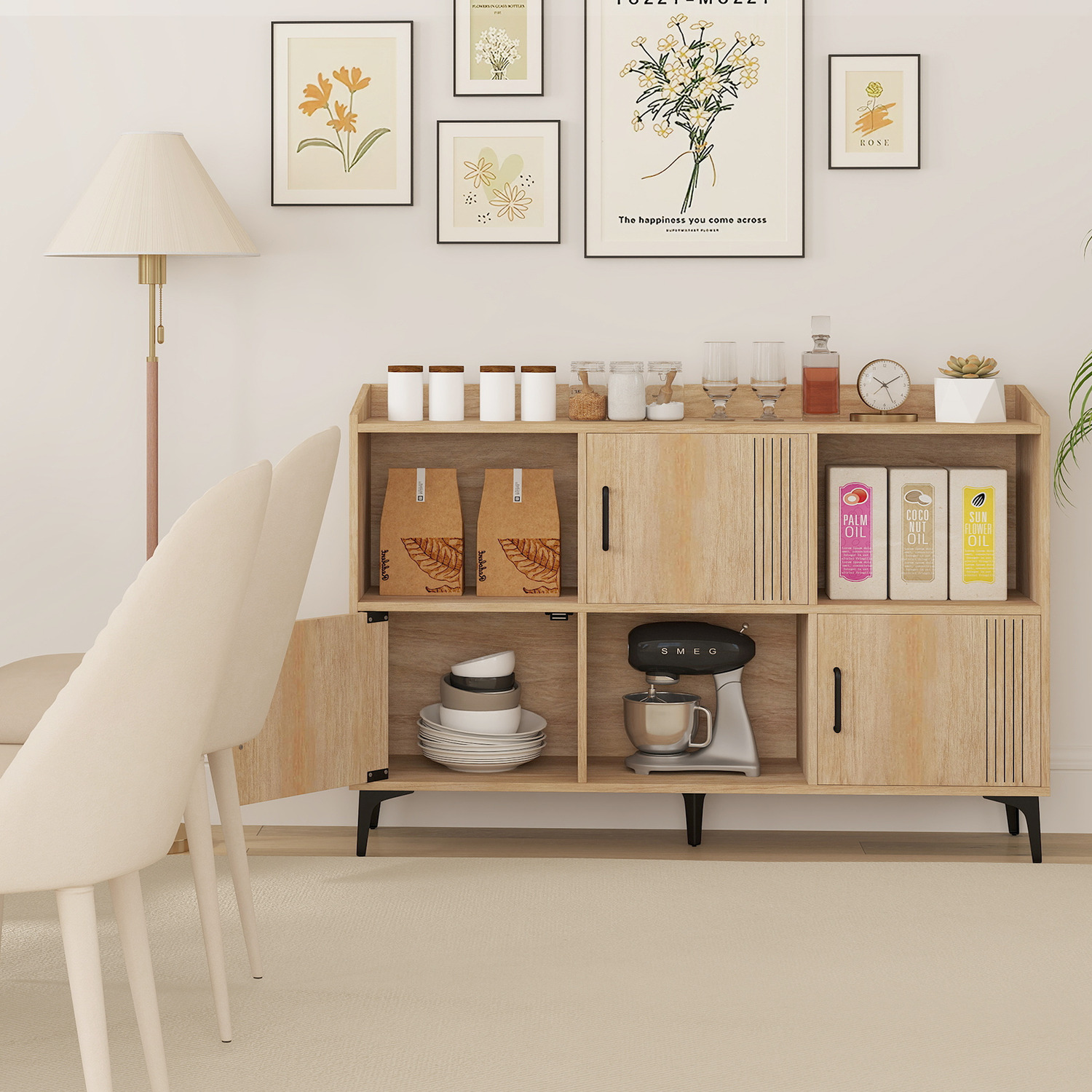 Sideboard Storage Cabinet Buffet Table - Brown
