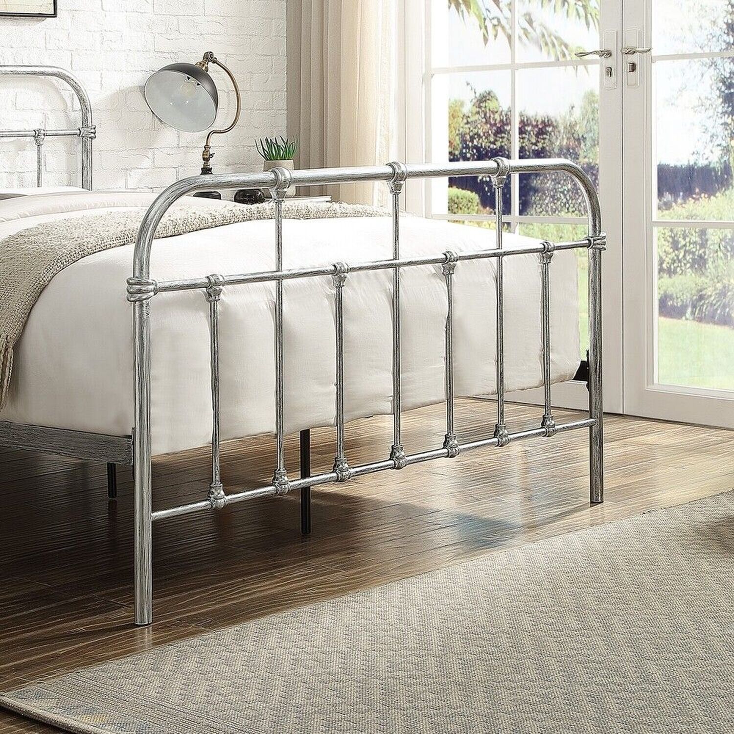 Camden Distressed Steel Effect Metal Bed Frame - Distressed Steel King
