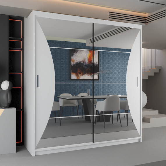 Cairo Curved Mirror Sliding Wardrobe