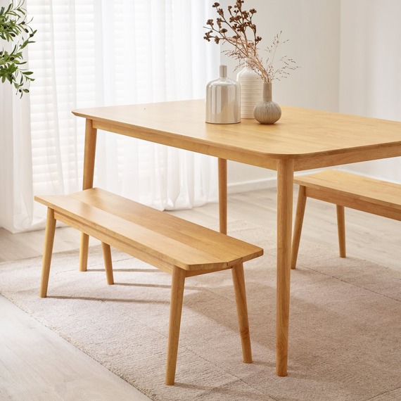 Lynton Wooden Dining Table  2 Benches