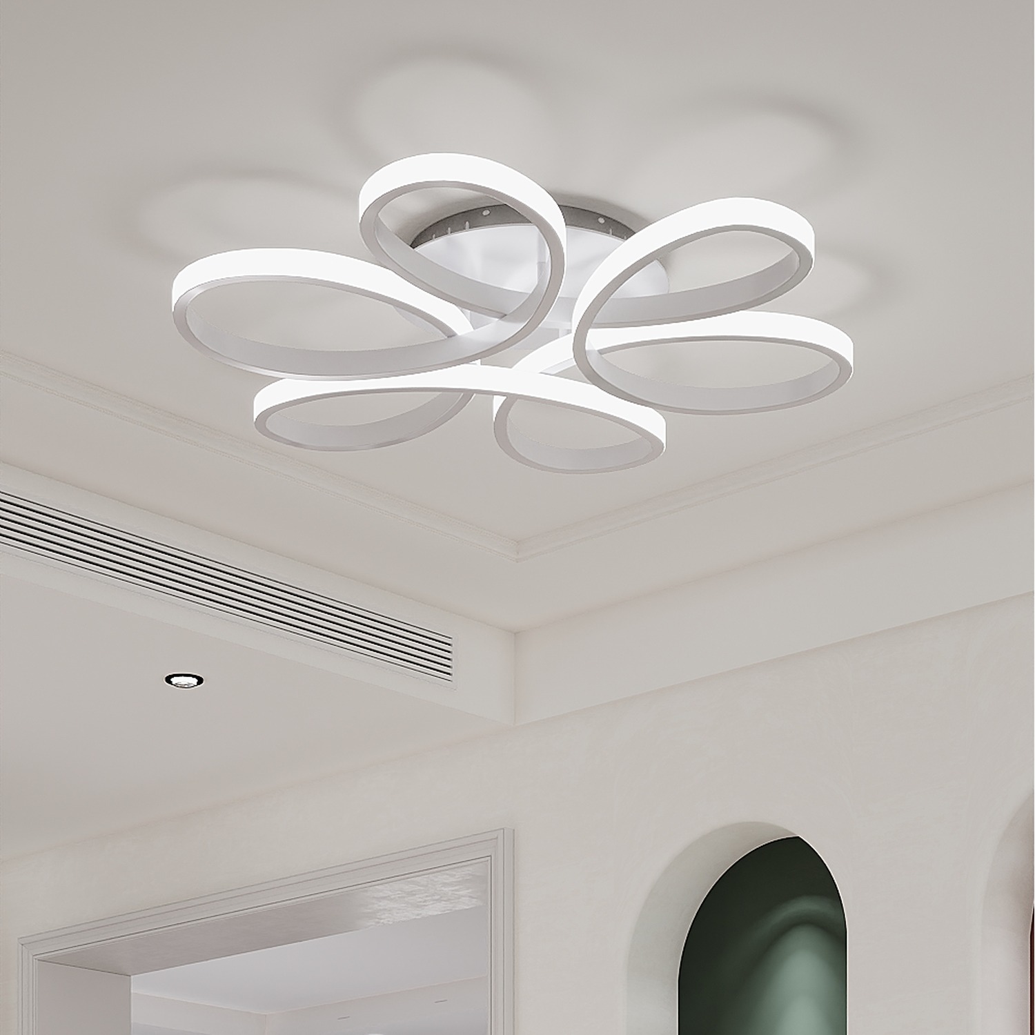 Fluid Led Ceiling Acrylic Petal LED Semi Flush Ceiling Light with Dimming