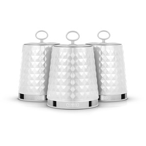 Solitaire Set of 3 Canisters White