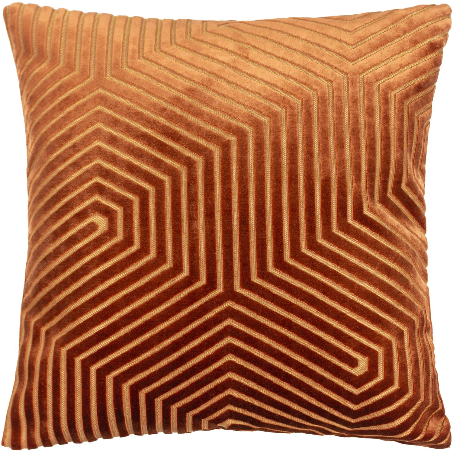 Evoke Cut Velvet Cushion - Orange / Polyester / 55cm