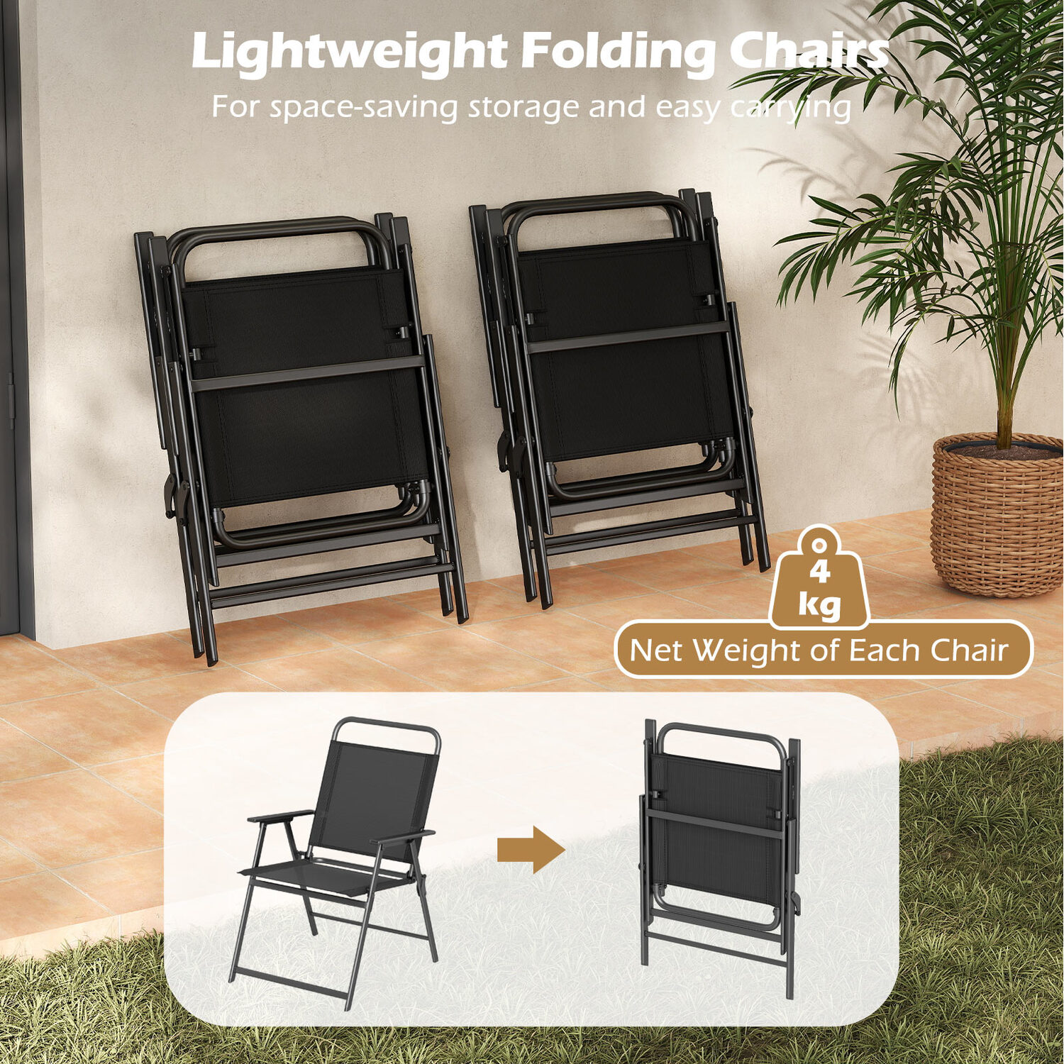 6 Pieces Outdoor Dining Set With Umbrella - Black