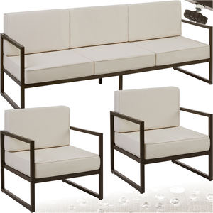 Garden Furniture Comosa - For 5 People, XXL Padding, 1 Sofa, 2 Armchairs