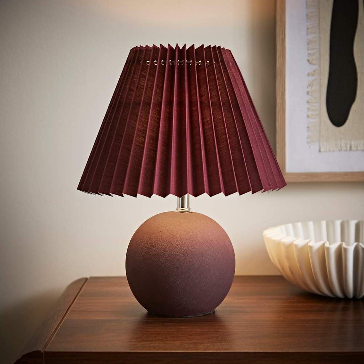 Beattie Origami Table Lamp - Burgundy / No