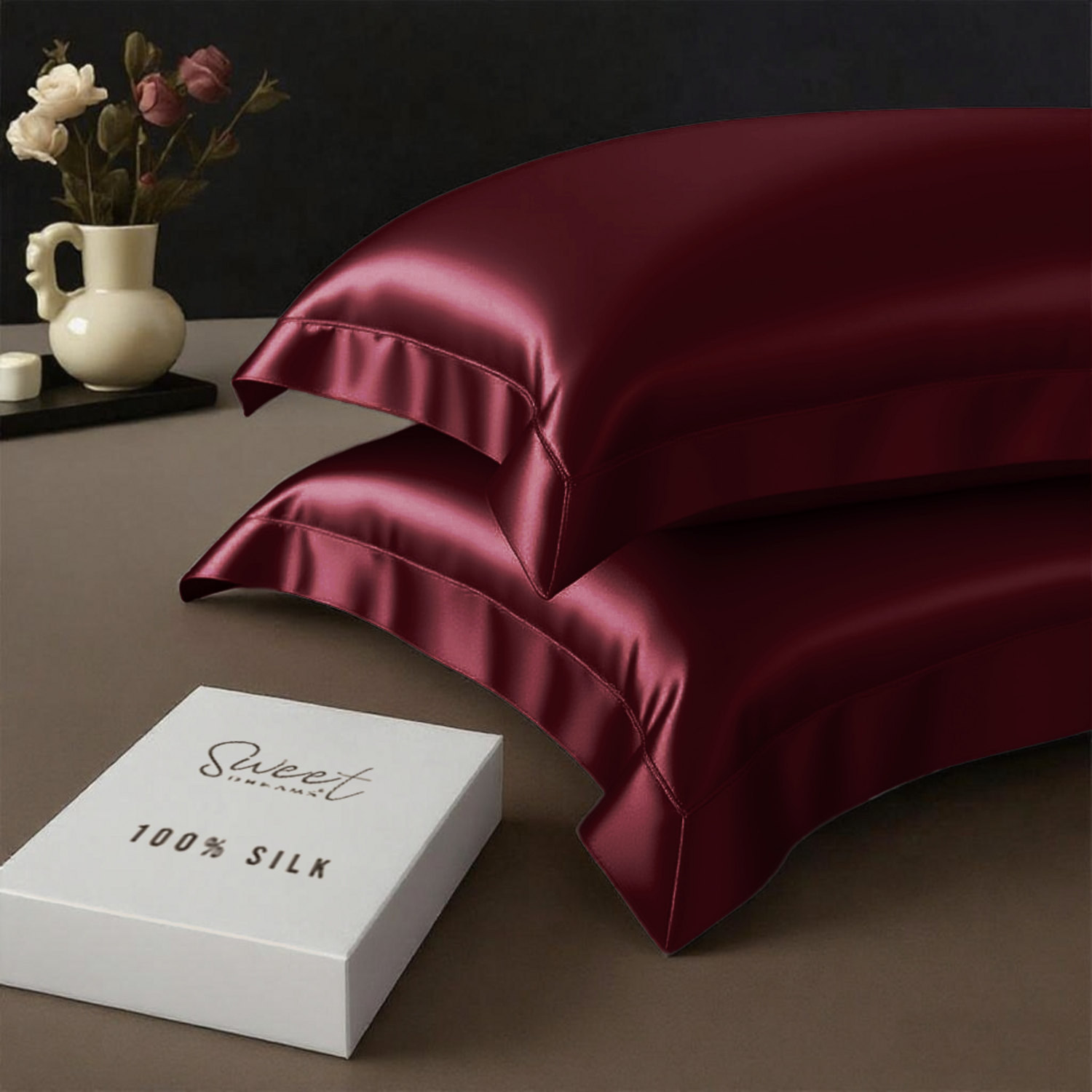 Luxury Silk Oxford Pillowcase - Wine