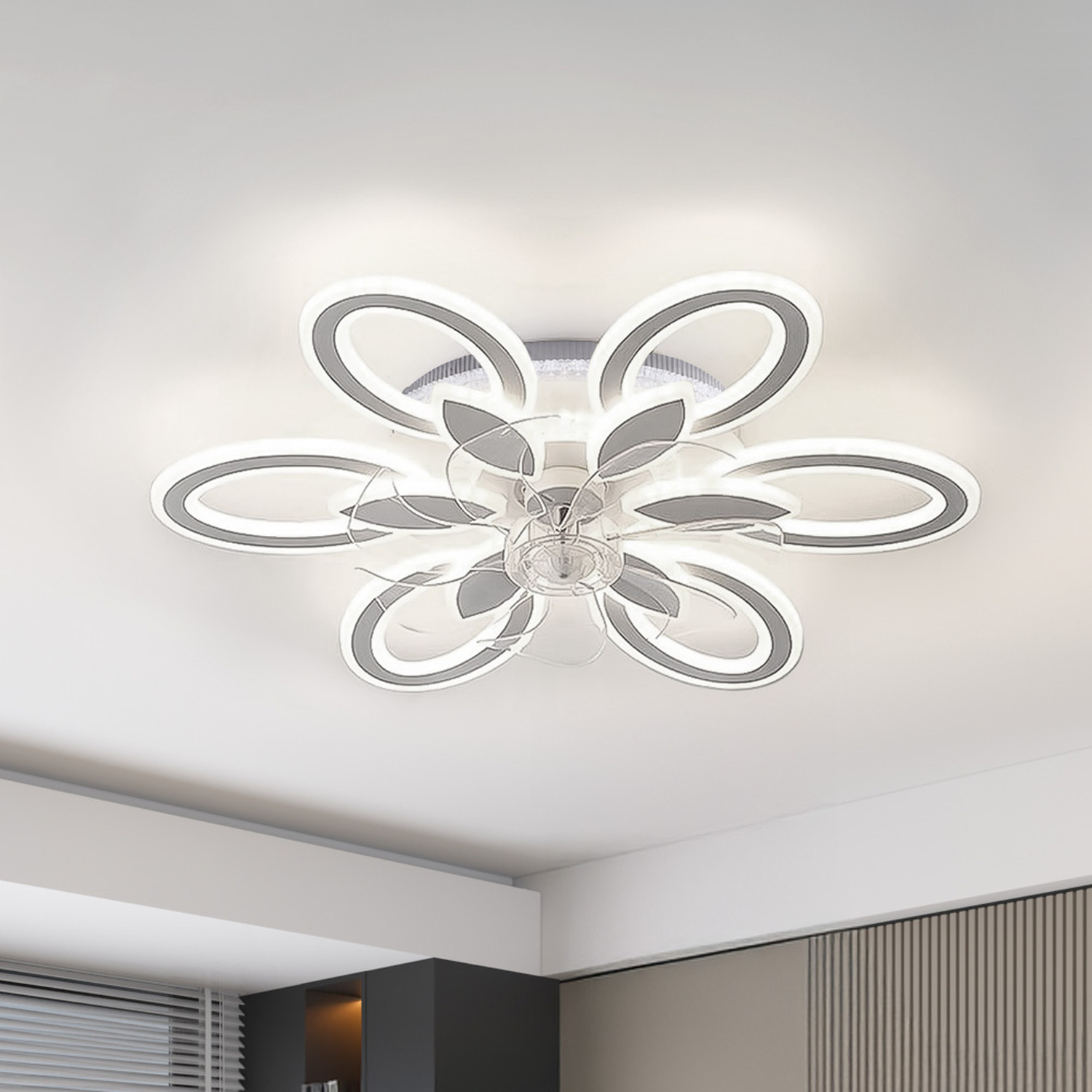 Lifeideas Modern RGB LED Ceiling Fan Light - Black