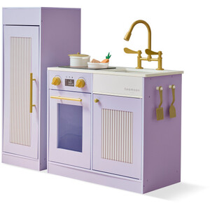 Kids Modern Sleek Play Kitchen with Fridge and Stove