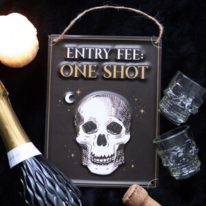 One Shot Entry Fee Metal Sign For Fun Events