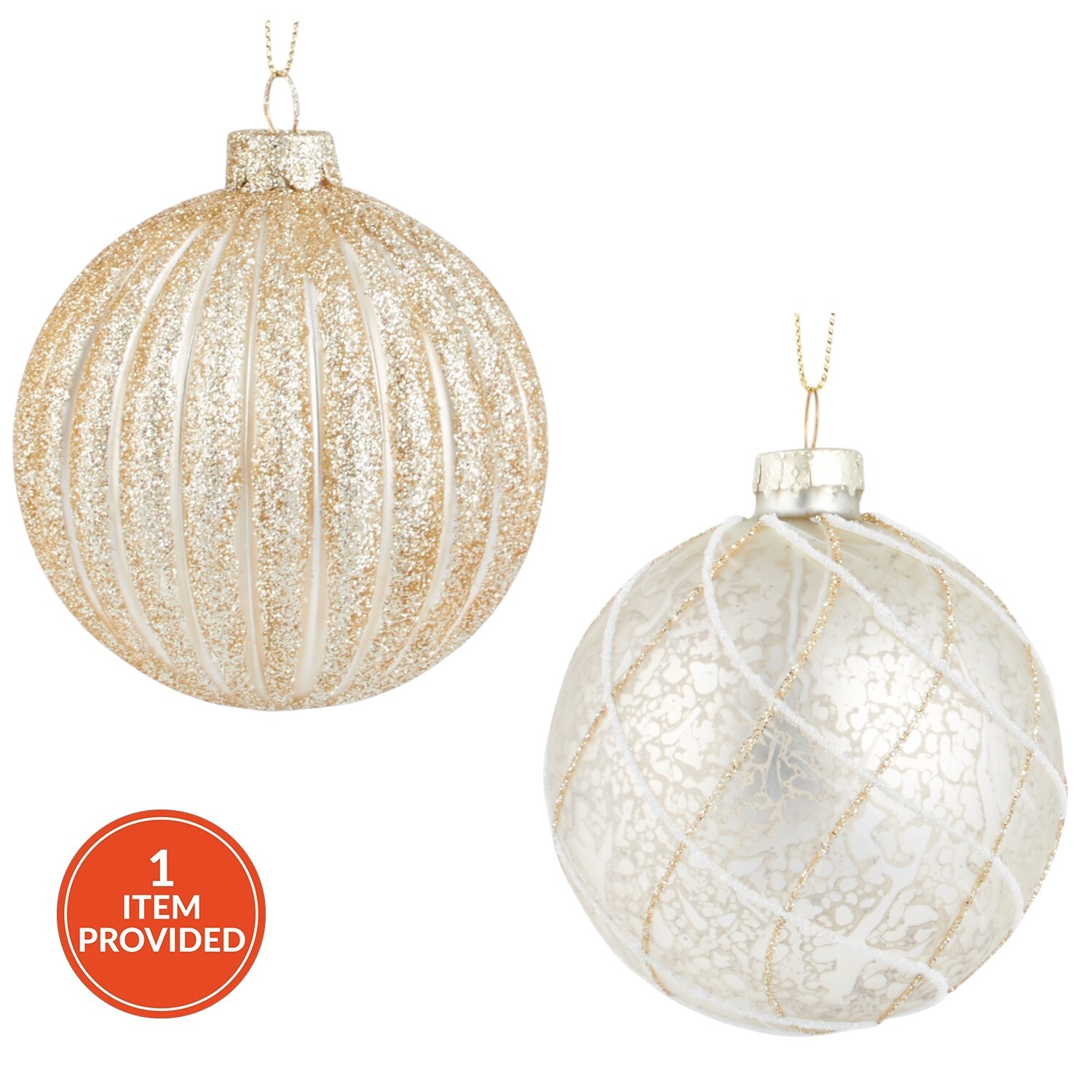 Mistletoe Cottage Champagne Glitter Christmas Bauble