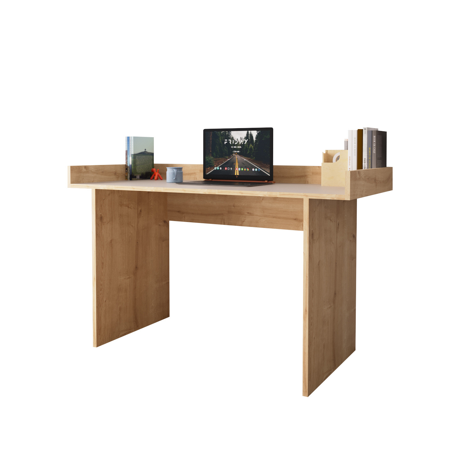 Somas Writing Desk - Warm Oak And Light Grey