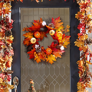 Halloween Door Decorative Wreath with Pumpkin