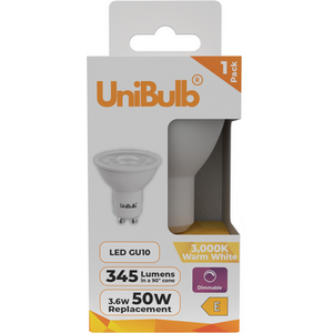UniBulb LED GU10 345lm 3.6W 3000K Dimmable Light Bulb