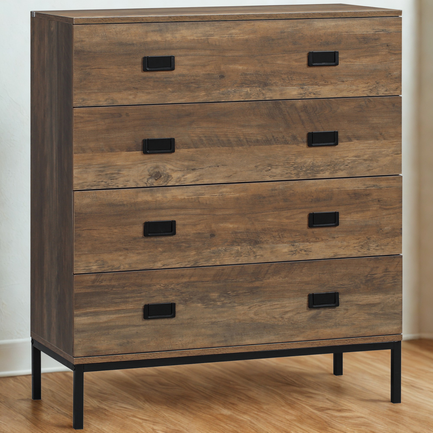 Wide 4 Drawers Storage Unit - Brown