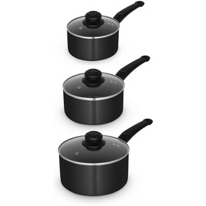 Townhouse 3 Piece Saucepan Set Black