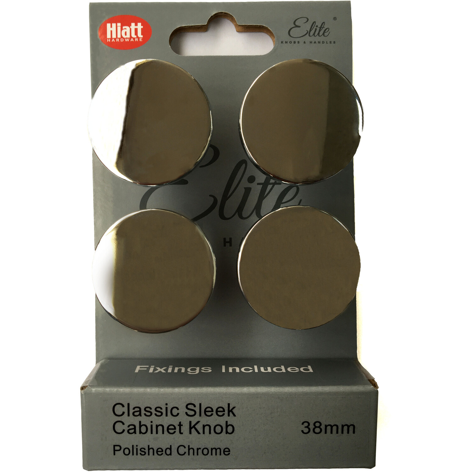 Pack of 4 Classic Knobs - Polished Chrome / 38mm