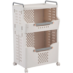 2 Tier Foldable Rolling Laundry Sorter Rack