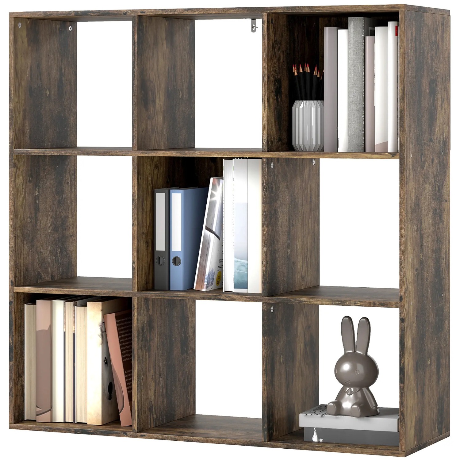 9 Cube Freestanding Storage Unit Bookcase Rustic - Rustic Brown