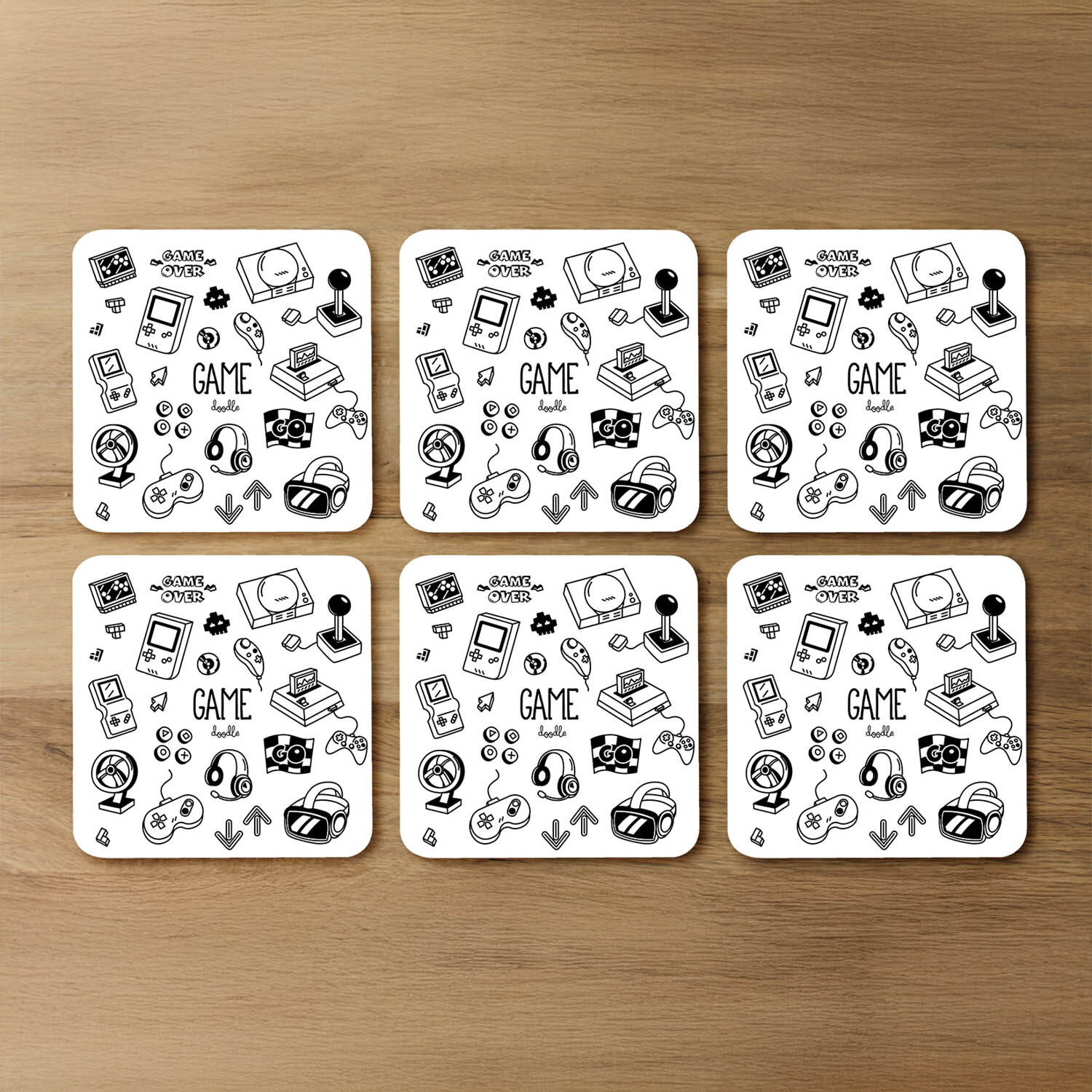 Game Doodles Coaster - Black