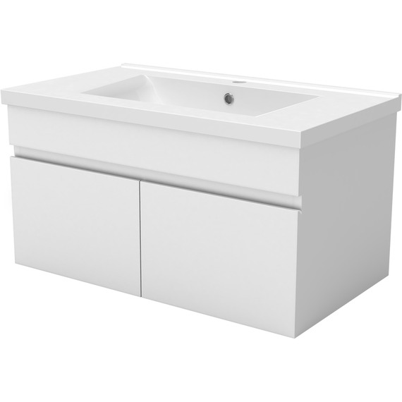 800mm White Bathroom Vanity Unit with Ceramice Sink 2 Doors