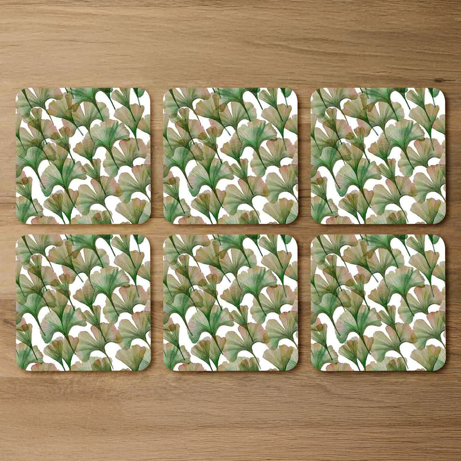 Image of Ginkgo biloba Coaster Set - Green
